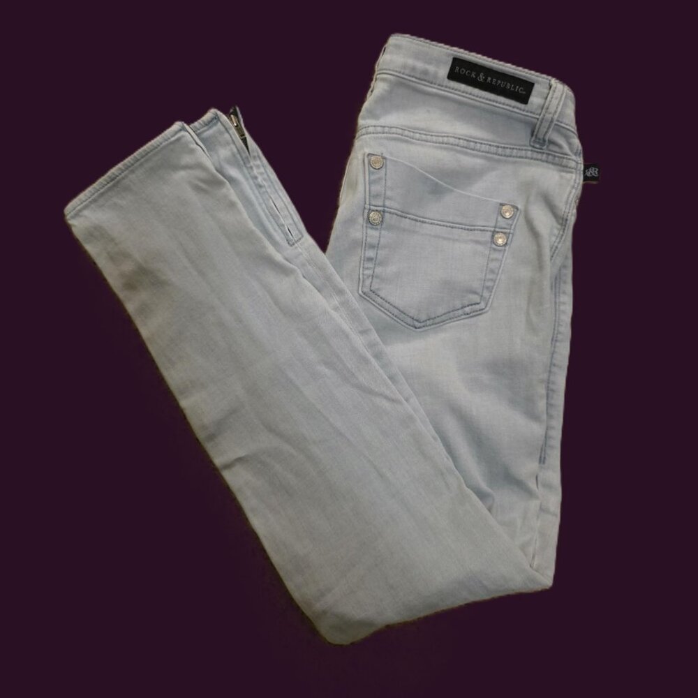2/$10  ROCK & REPUBLIC Women's Jeans KASHMIERE Size 8 M Light Skinny Zippered